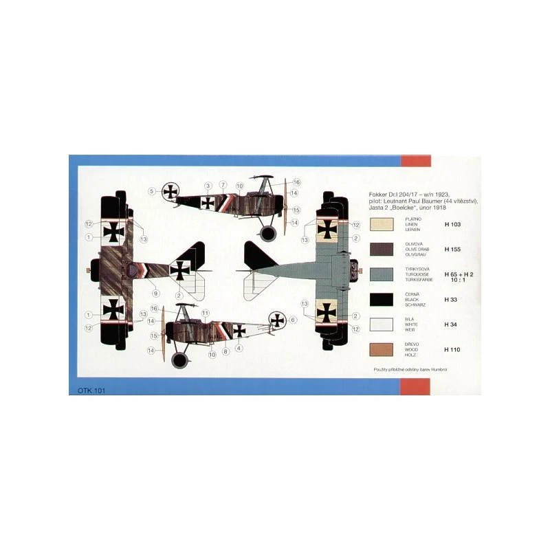Smer Fokker Dr.I Triplane With Decals For Lt Baumer - Jasta 2 'Boelcke' February 1918 (ex Eduard) 4 Smer Fokker Dr.I Triplane With Decals For Lt Baumer - Jasta 2 'Boelcke' February 1918 (ex Eduard) - Imagen 2